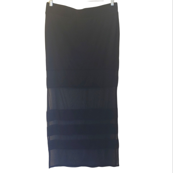 Torrid Black Mesh Insert Side Slit Ponte Maxi Skirt Women's Size 0X - Picture 2 of 7